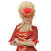 foto 3 oogmasker rood met goud en veren