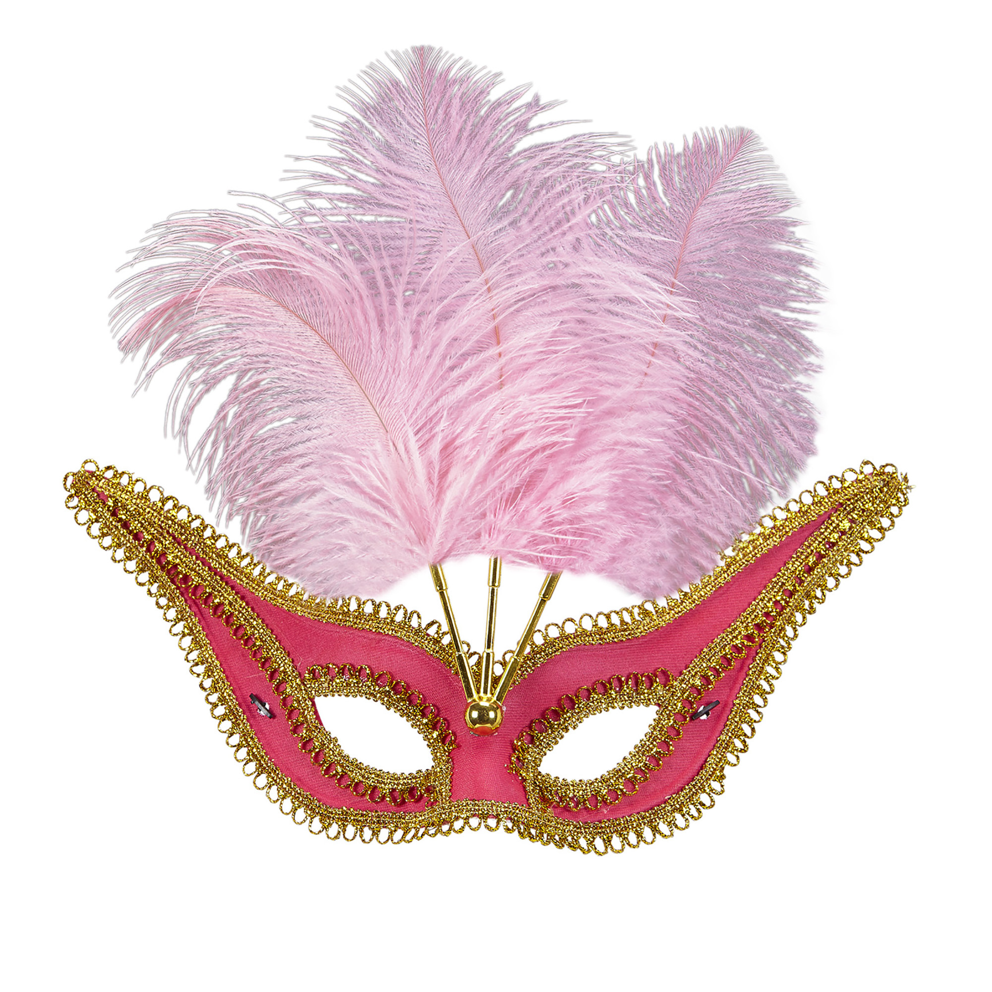 oogmasker rose met goud en veren