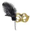 foto 1 oogmasker venetie goud met veren