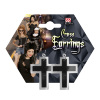 foto 2 oorbellen kruis, zwart met zilver