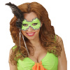 foto 2 Opvallend neon groen oogmasker met zwarte veer voor een verleidelijke blik
