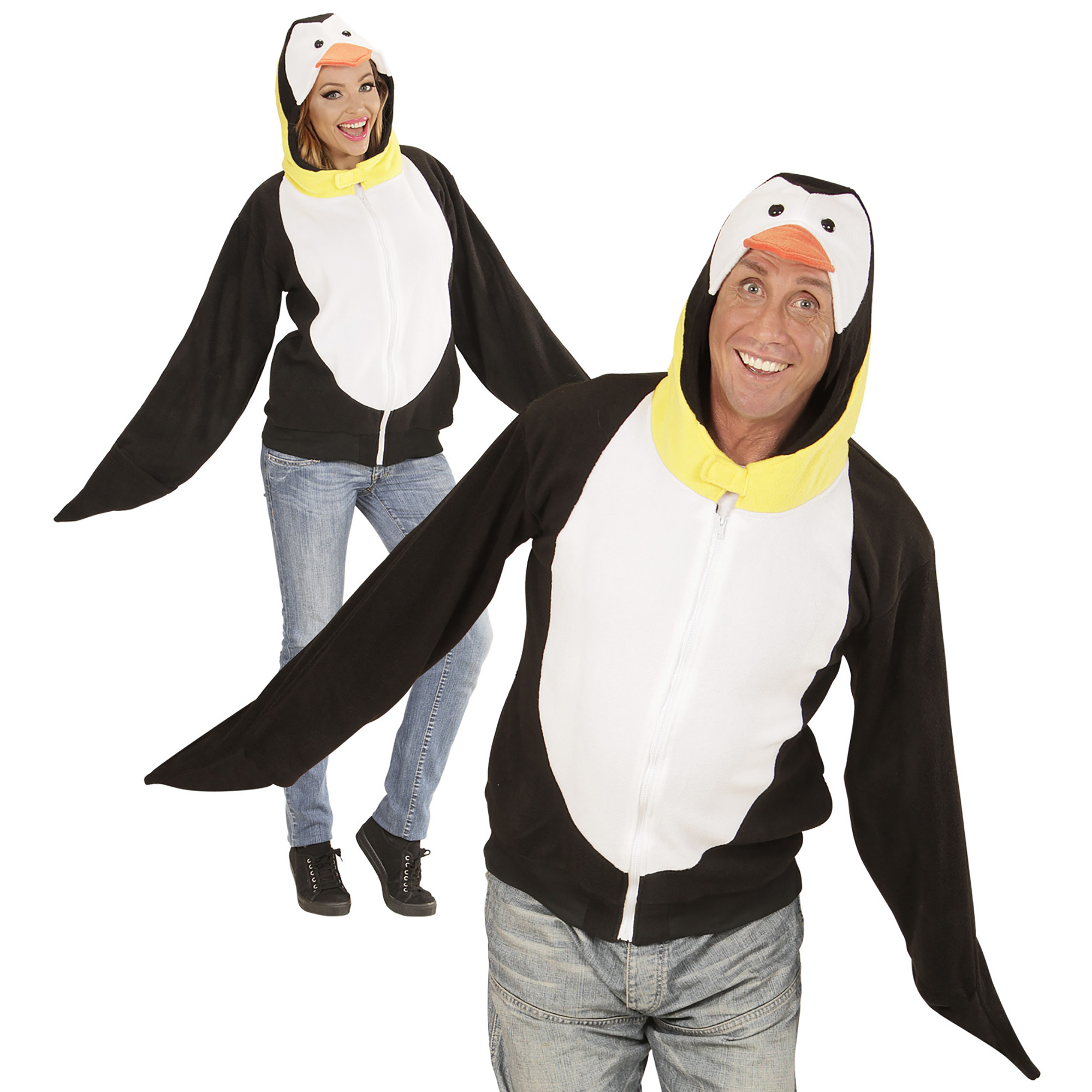 Pinguin vest hoodie volwassen outfit