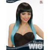 foto 2 pruik, fade zwart met blauw lang haar