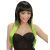 foto 1 pruik, fade zwart met groen lang haar