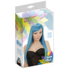 foto 2 pruik, fashion blauw lang haar