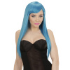 foto 3 pruik, fashion blauw lang haar