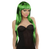 foto 1 pruik, fashion streaks zwart met groen lang haar