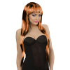 foto 1 pruik, fashion streaks zwart met oranje lang haar
