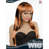 foto 2 pruik, fashion streaks zwart met oranje lang haar