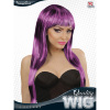foto 2 pruik, fashion streaks zwart met paars lang haar