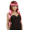foto 1 pruik, fashion streaks zwart met rose lang haar