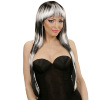 foto 1 pruik, fashion streaks zwart met wit lang haar