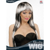 foto 2 pruik, fashion streaks zwart met wit lang haar