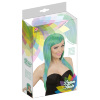 foto 2 pruik, melange fashion lang haar groen met blauw