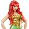 pruik, zeemeermin oranje met rood
