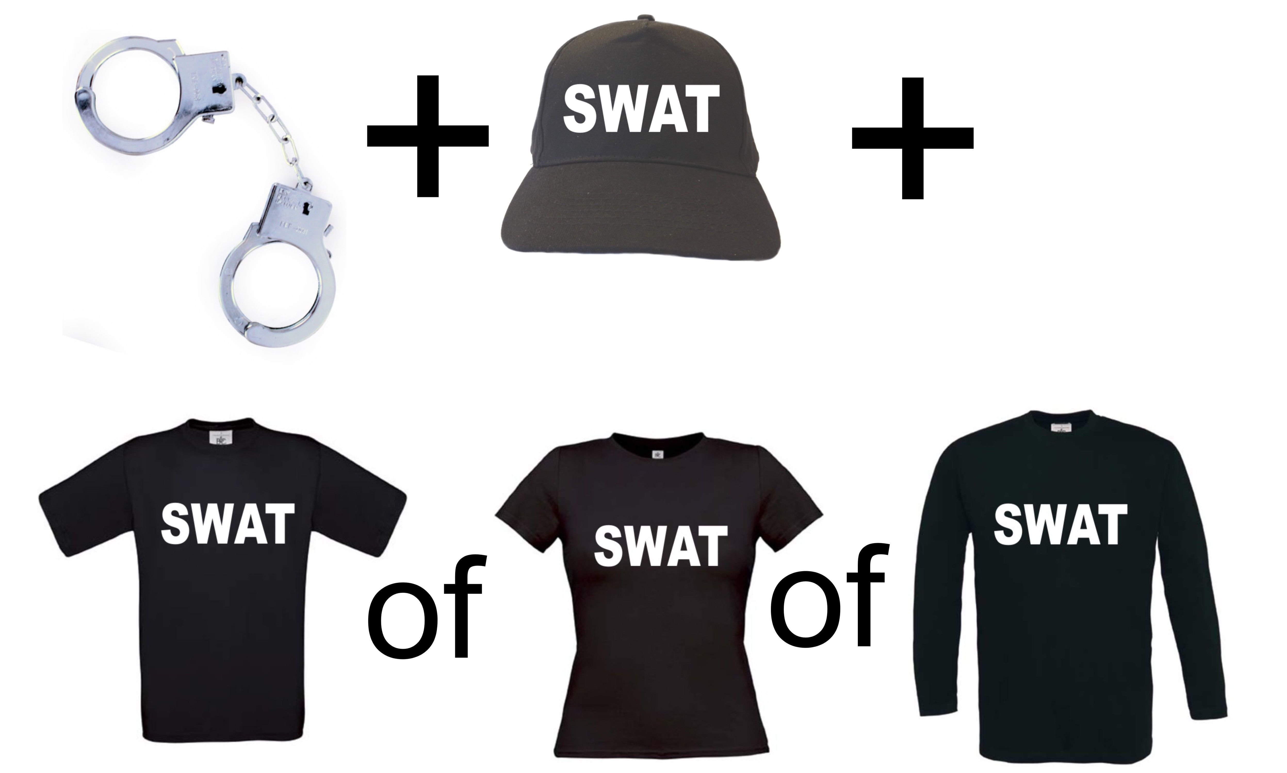 Swat set handboeien swat pet en swat t-shirt leuk voor carnaval 2024