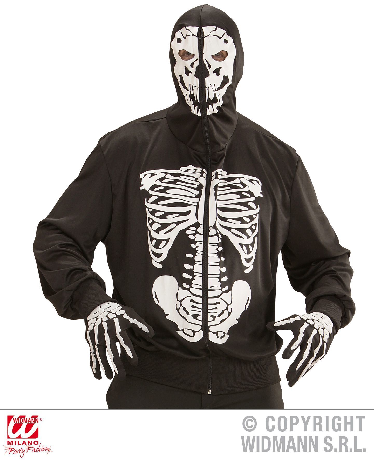 Zwart volwassen vest met afbeelding geraamte skelet