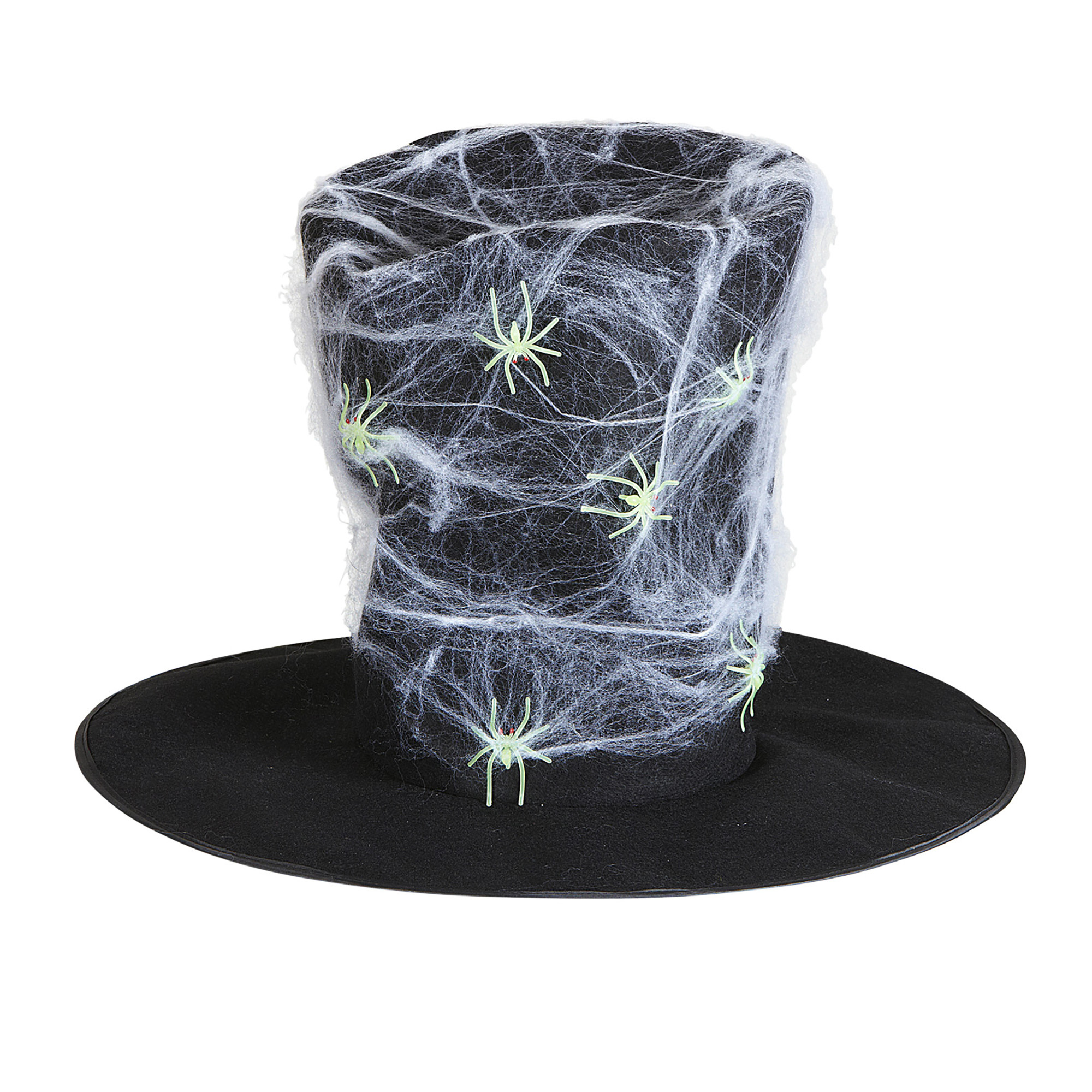 hoge hoed met spinnenweb en spinnen