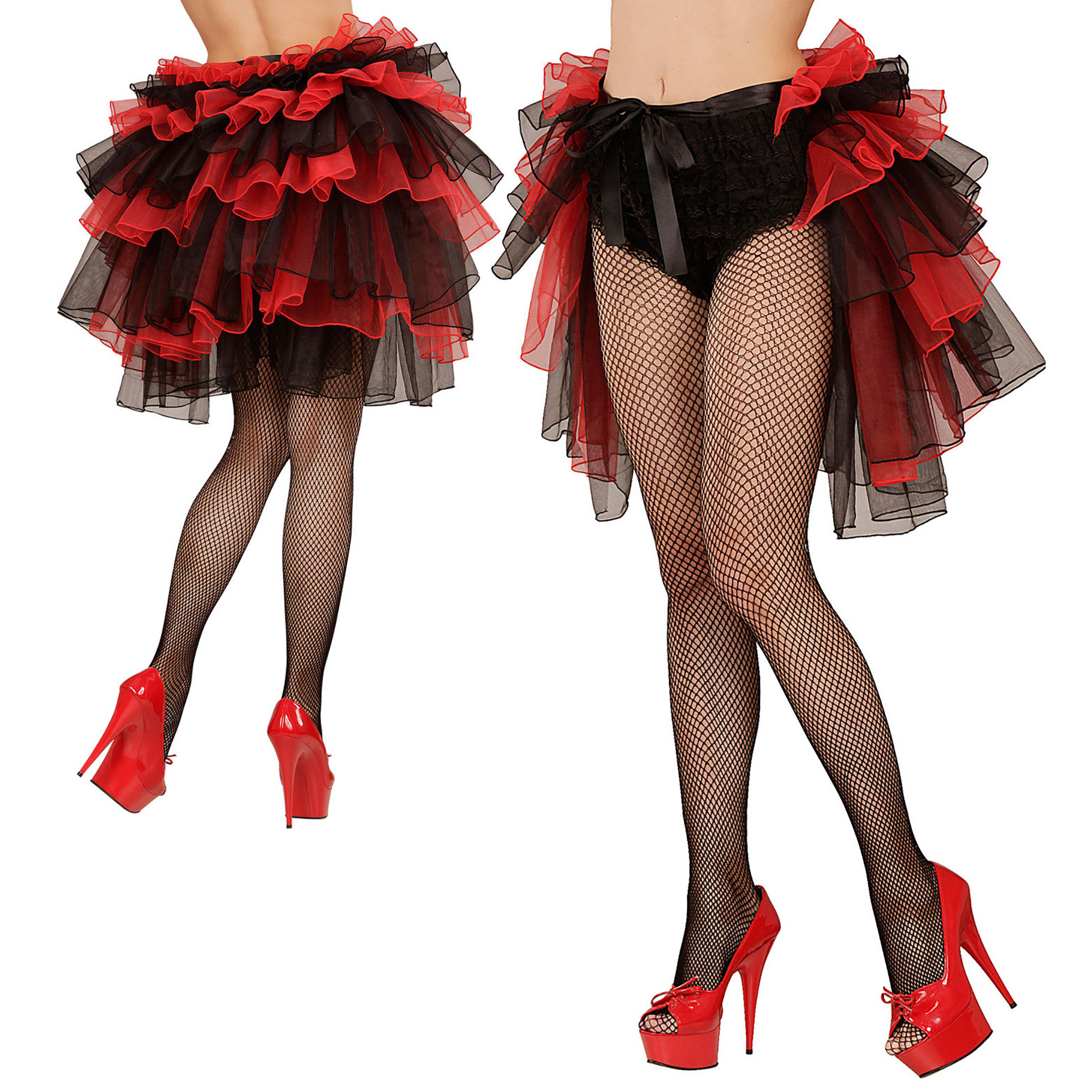 omslagrok burlesque zwart met rood