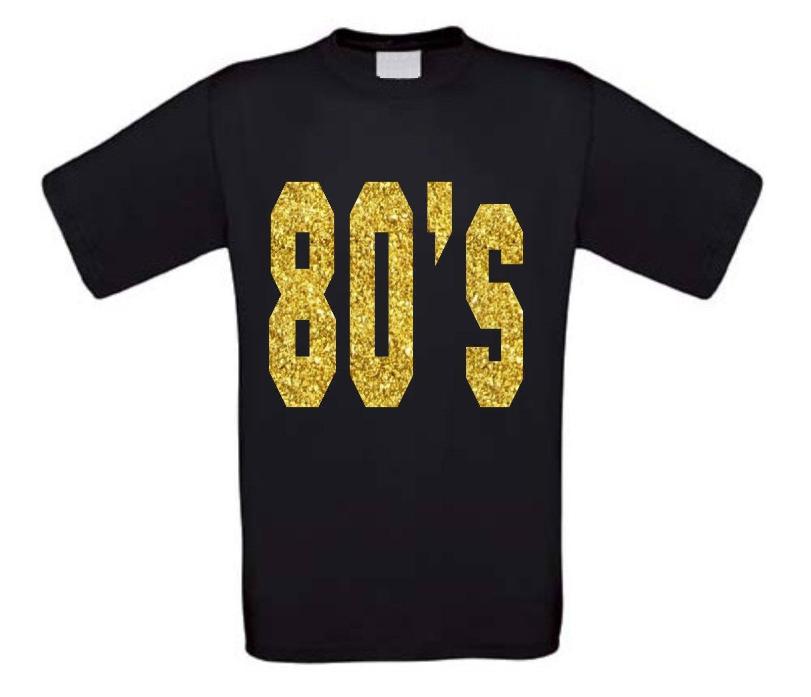 80 ties shirt disco t-shirt korte mouw glitter goud