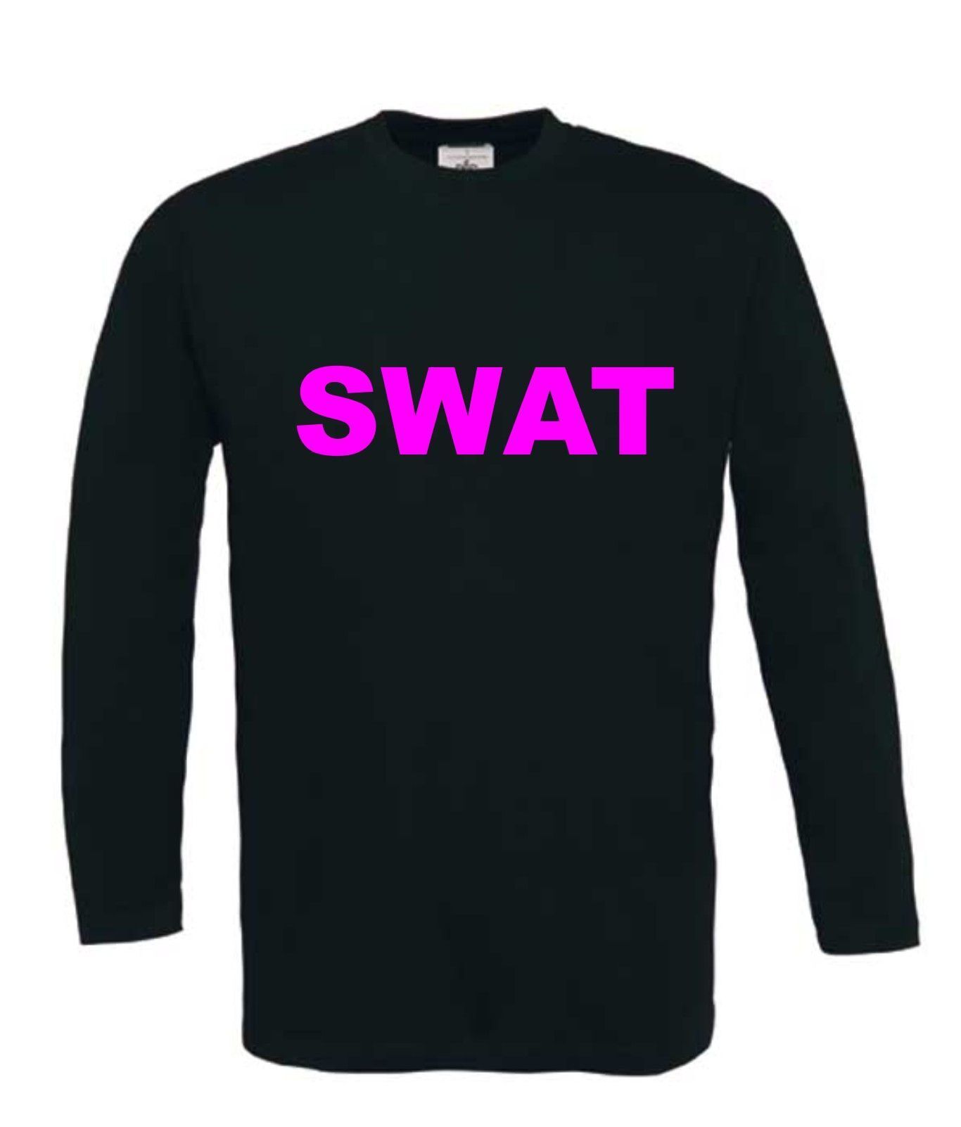 swat t-shirt met neon roze letters lange mouw