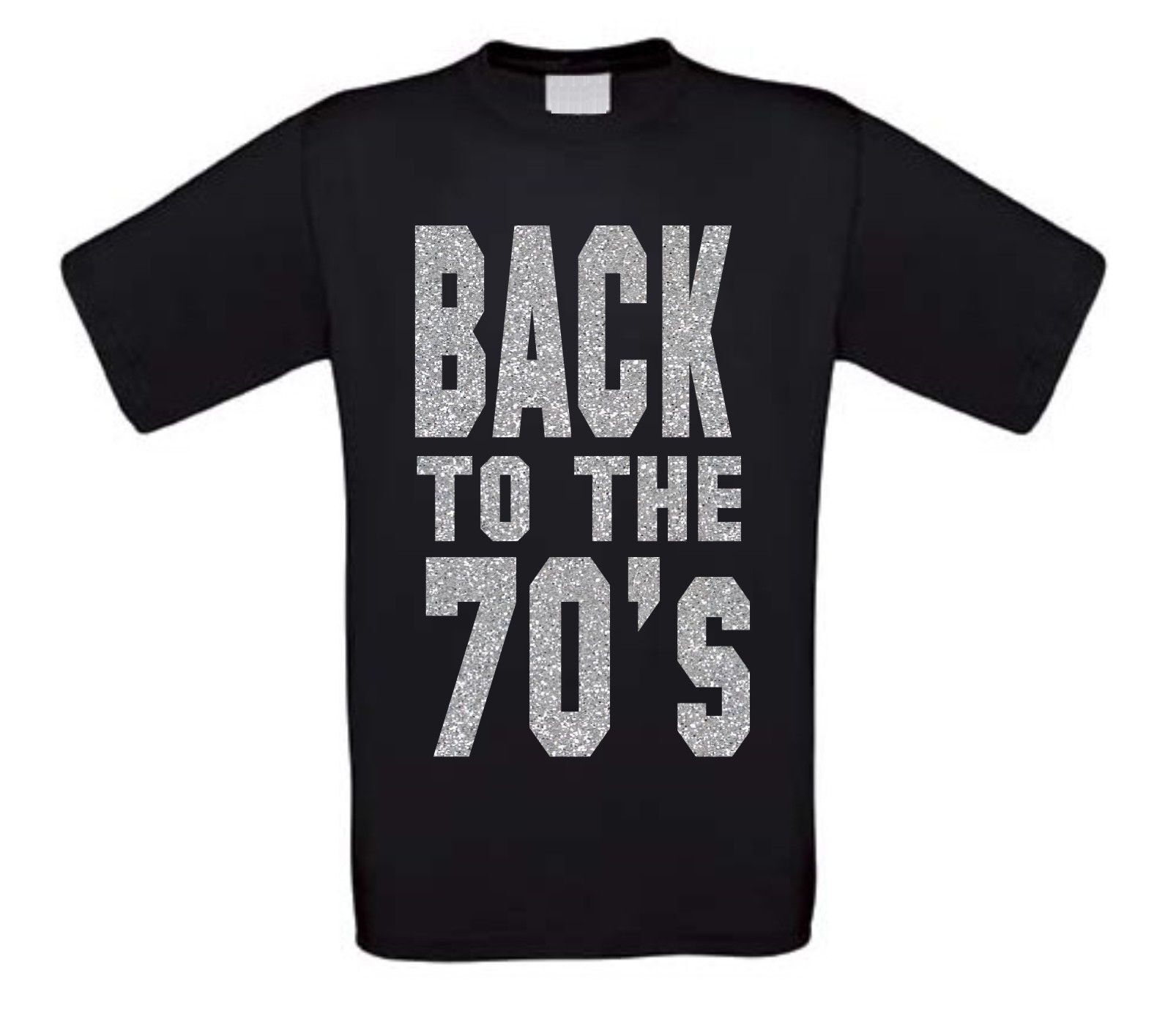 back to the 70ties t-shirt korte mouw glitter zilver