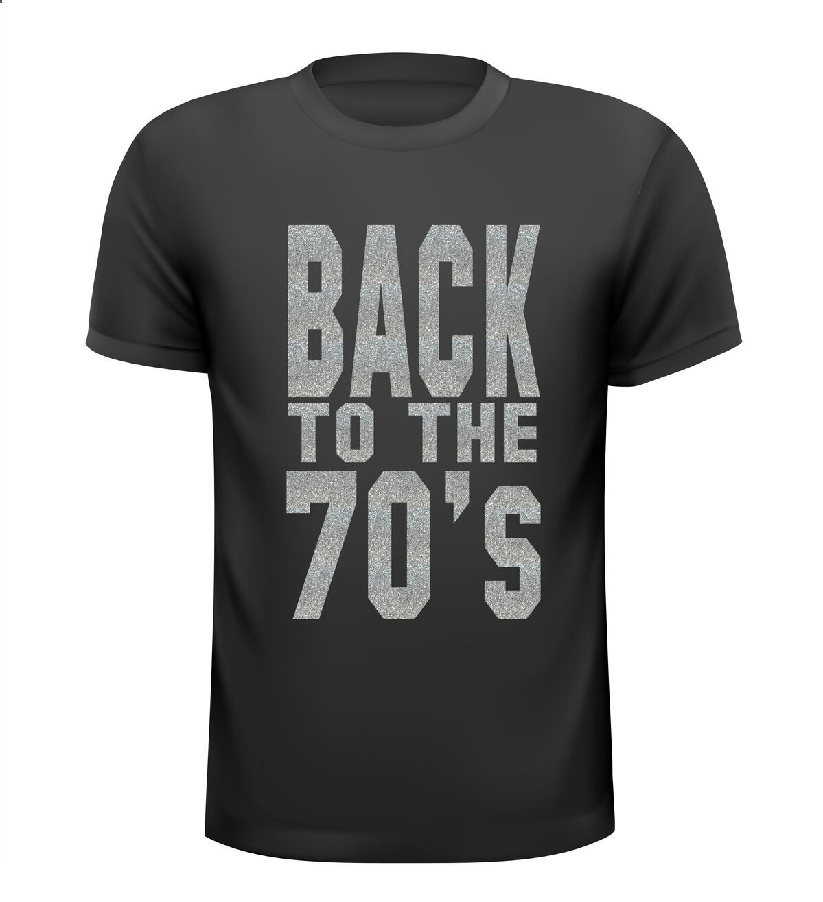 back to the 70ties t-shirt korte mouw glitter zilver