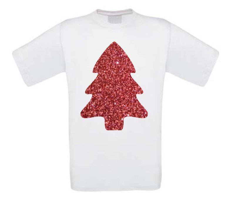 glitter rode kerstboom t-shirt korte mouw