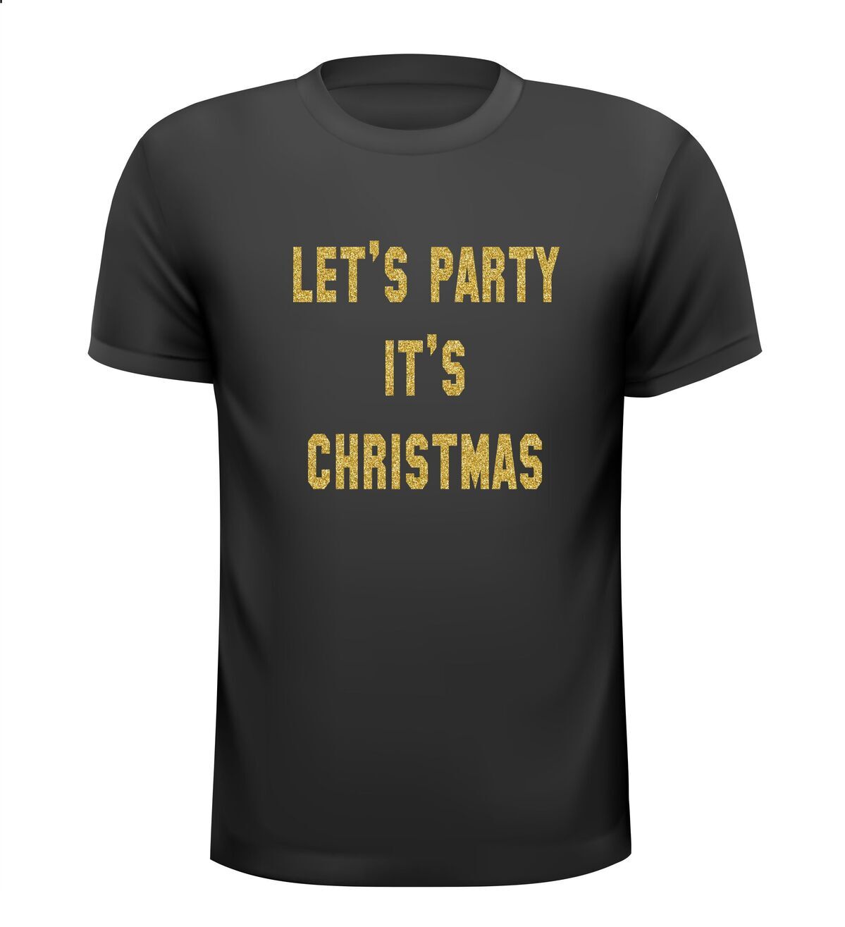 Let's party it's Christmas glitter goud T-shirt