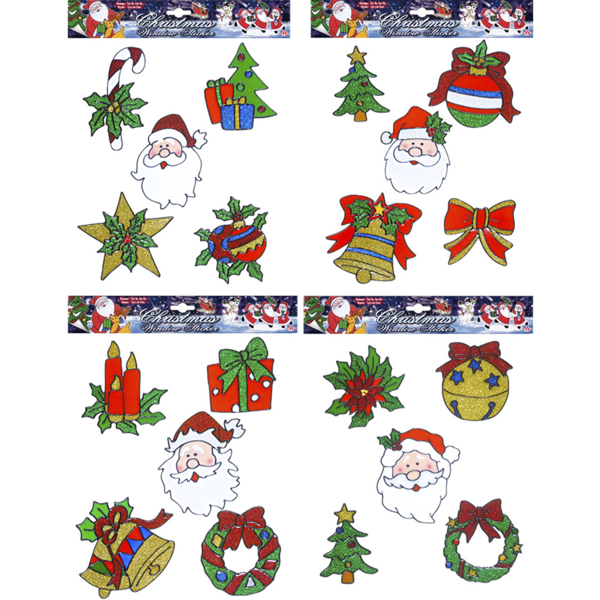 kerst raam stickers set  5 stuks kerstman
