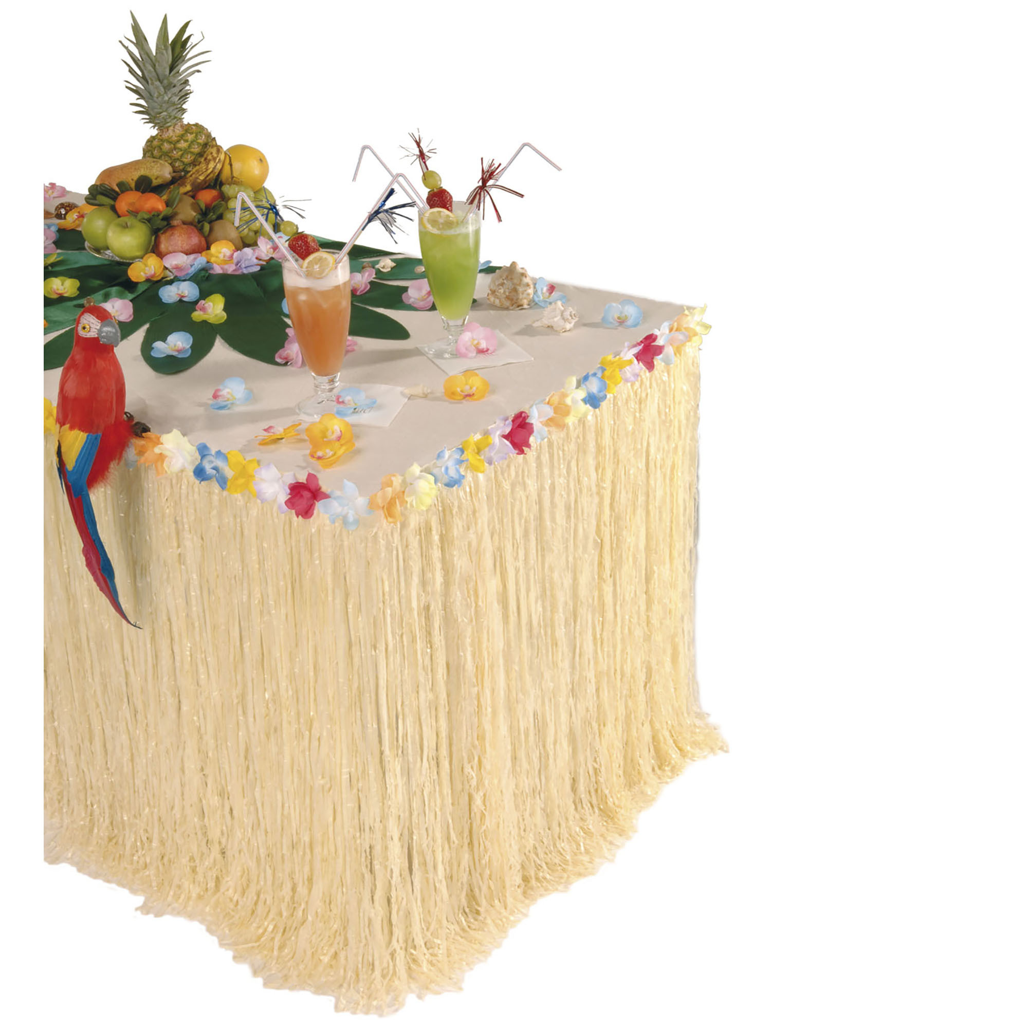 tafel decoratie hawaii met bloemen