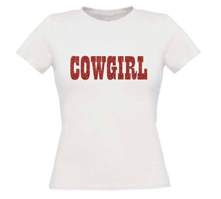 cowgirl t-shirt korte mouw glitter rood