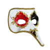 foto 1 venetiaans masker met lange neus  wit rood zwart