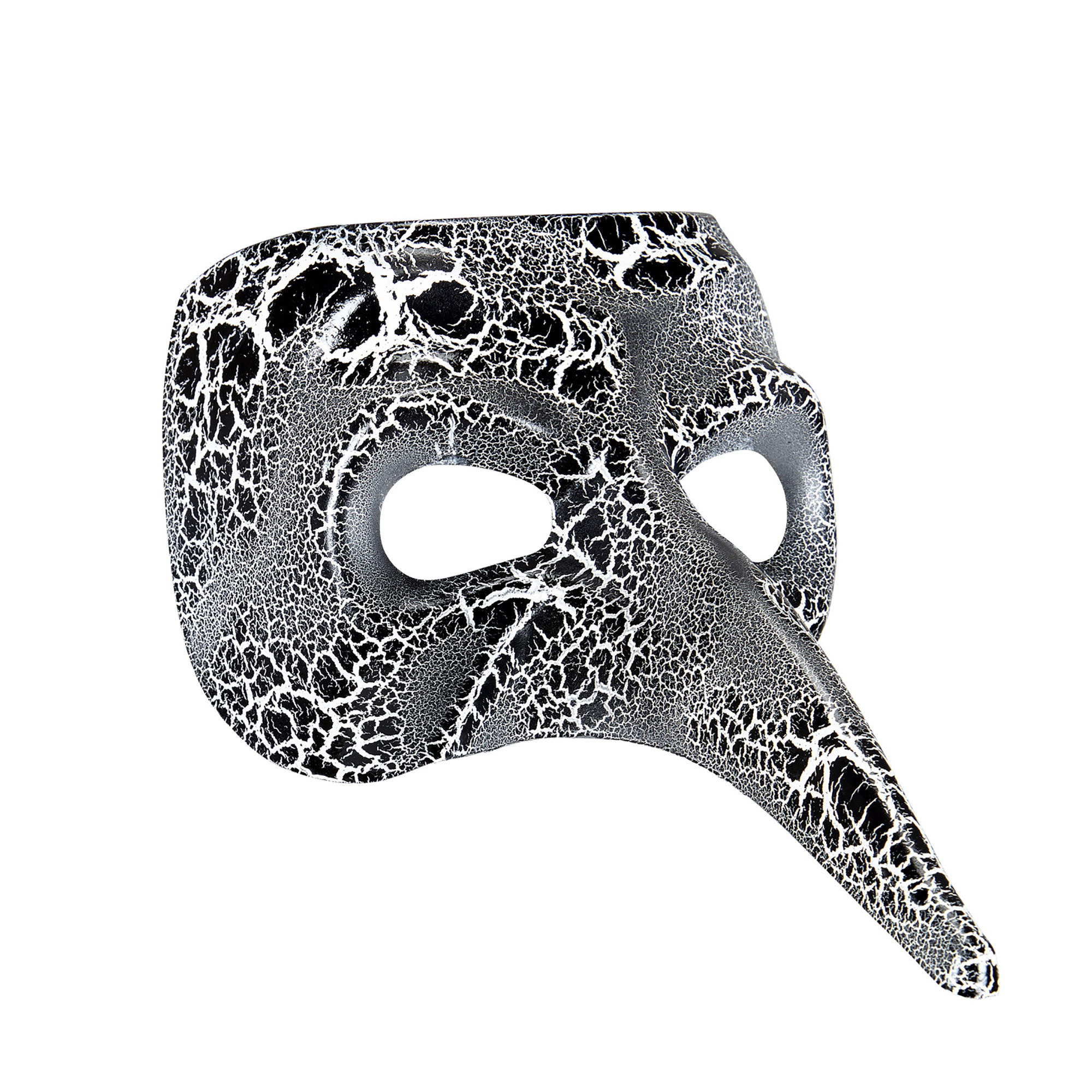 venetiaans masker met lange neus zwart wit