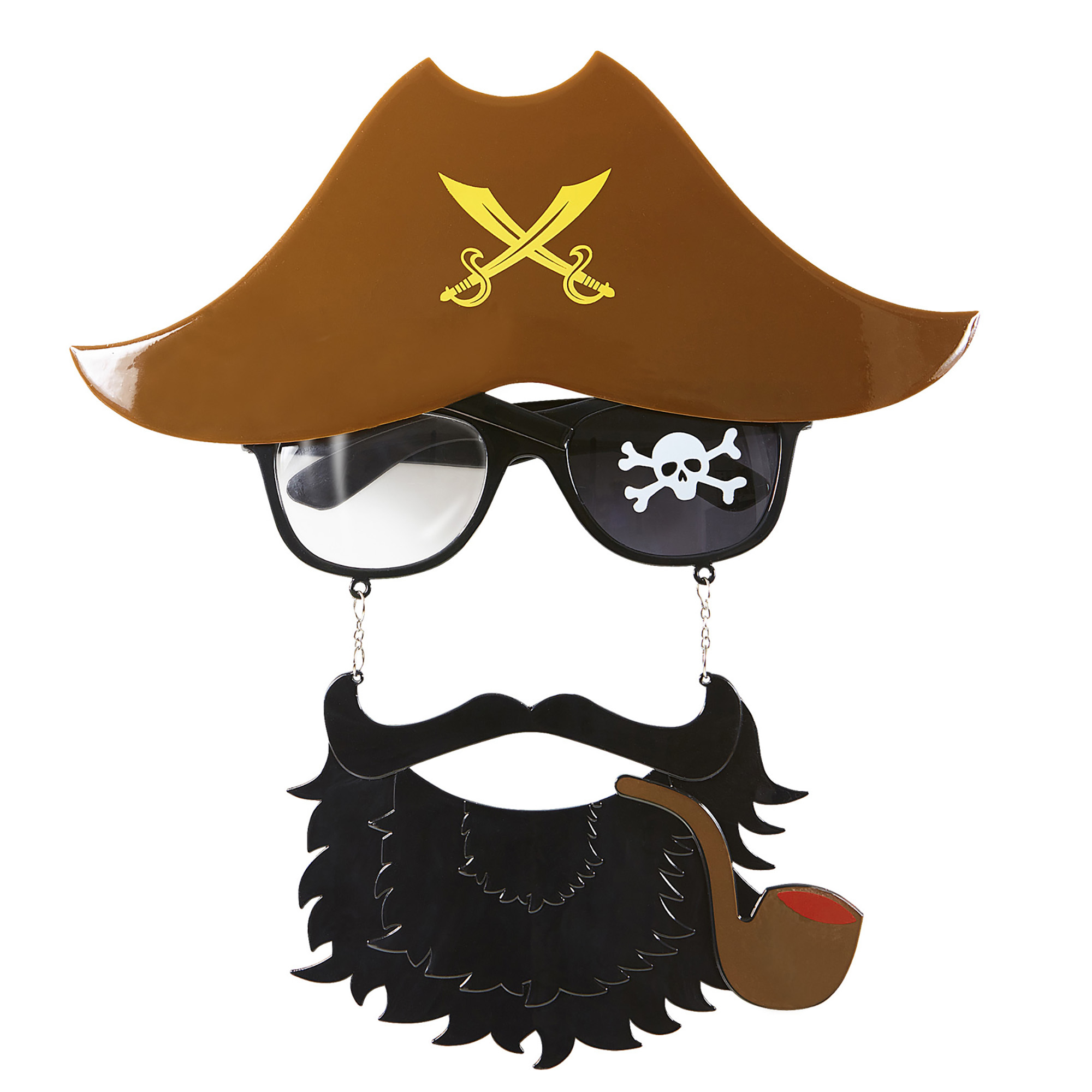 Bril kapitein piraat met baard en pijp