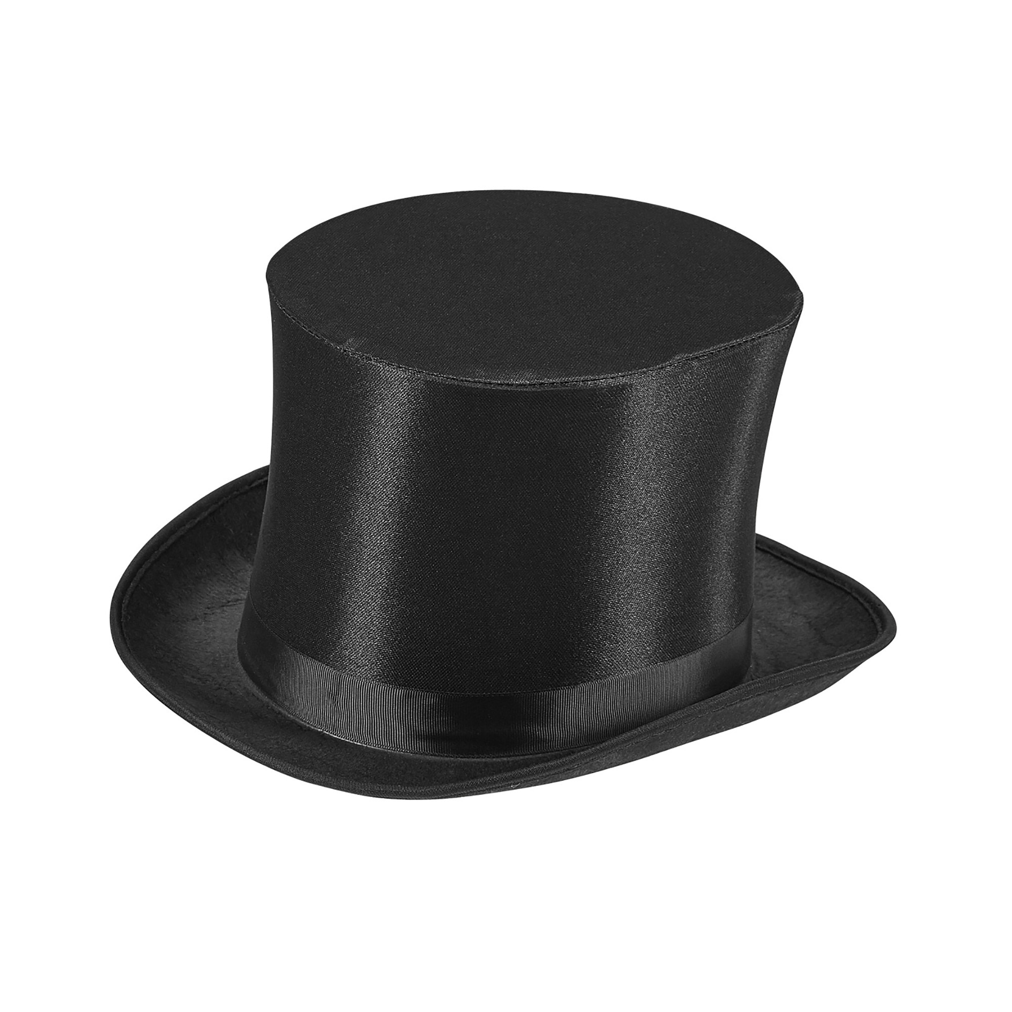 Deftige hoge hoed zwart satijn 