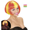 Disco bobline pruik neon geel oranje