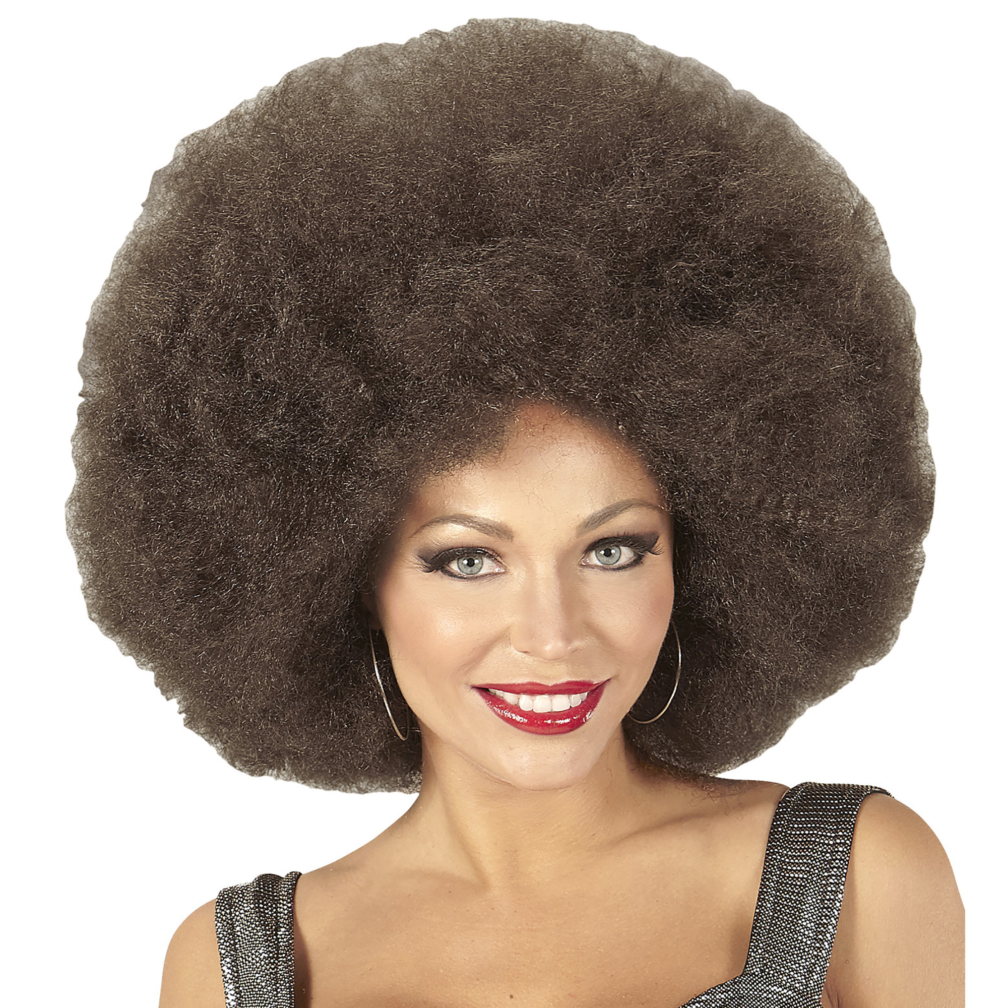 Disco soul groovy afro pruik groot  koffie kleur bruin