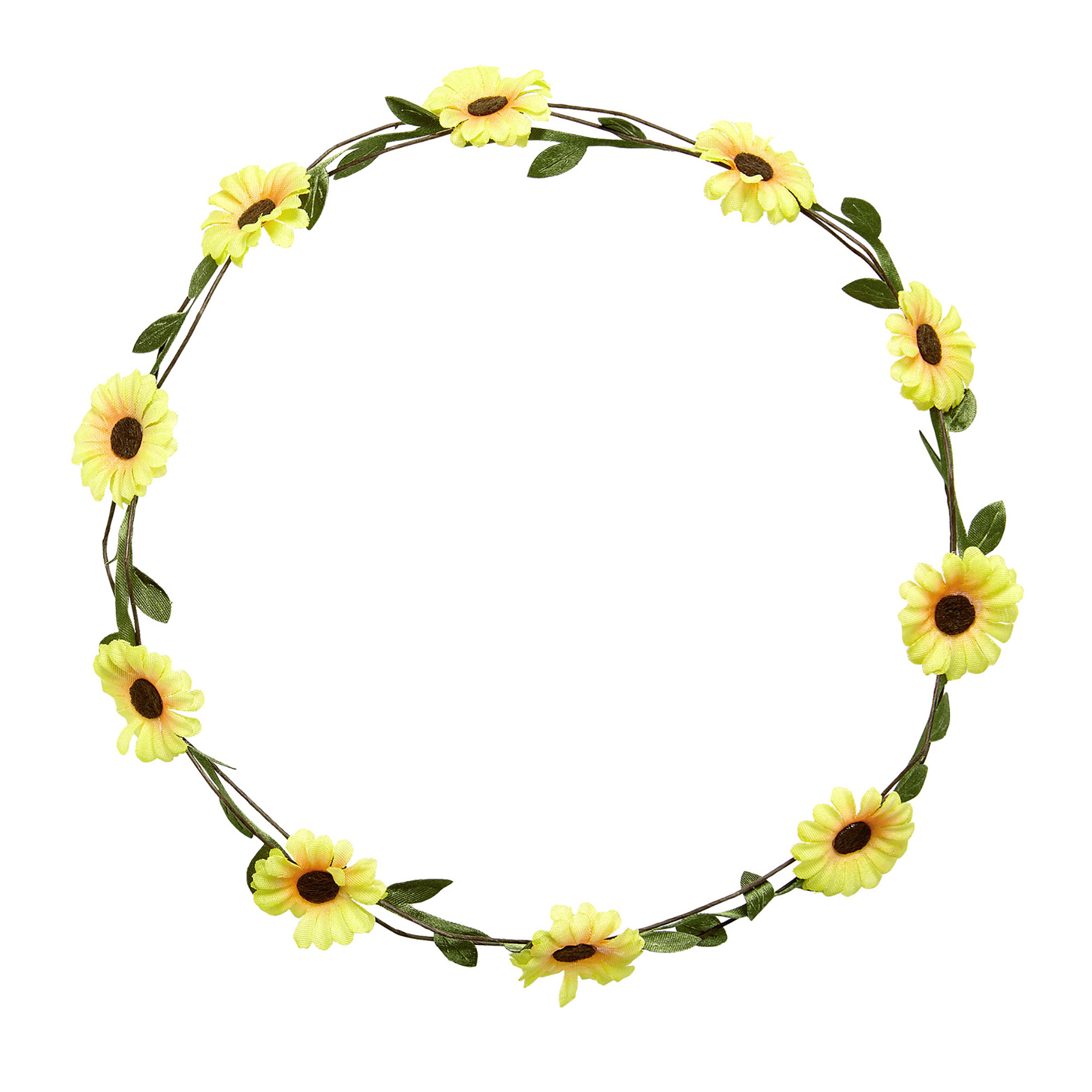 hoofdband hippie bloemenkrans met gele bloemen