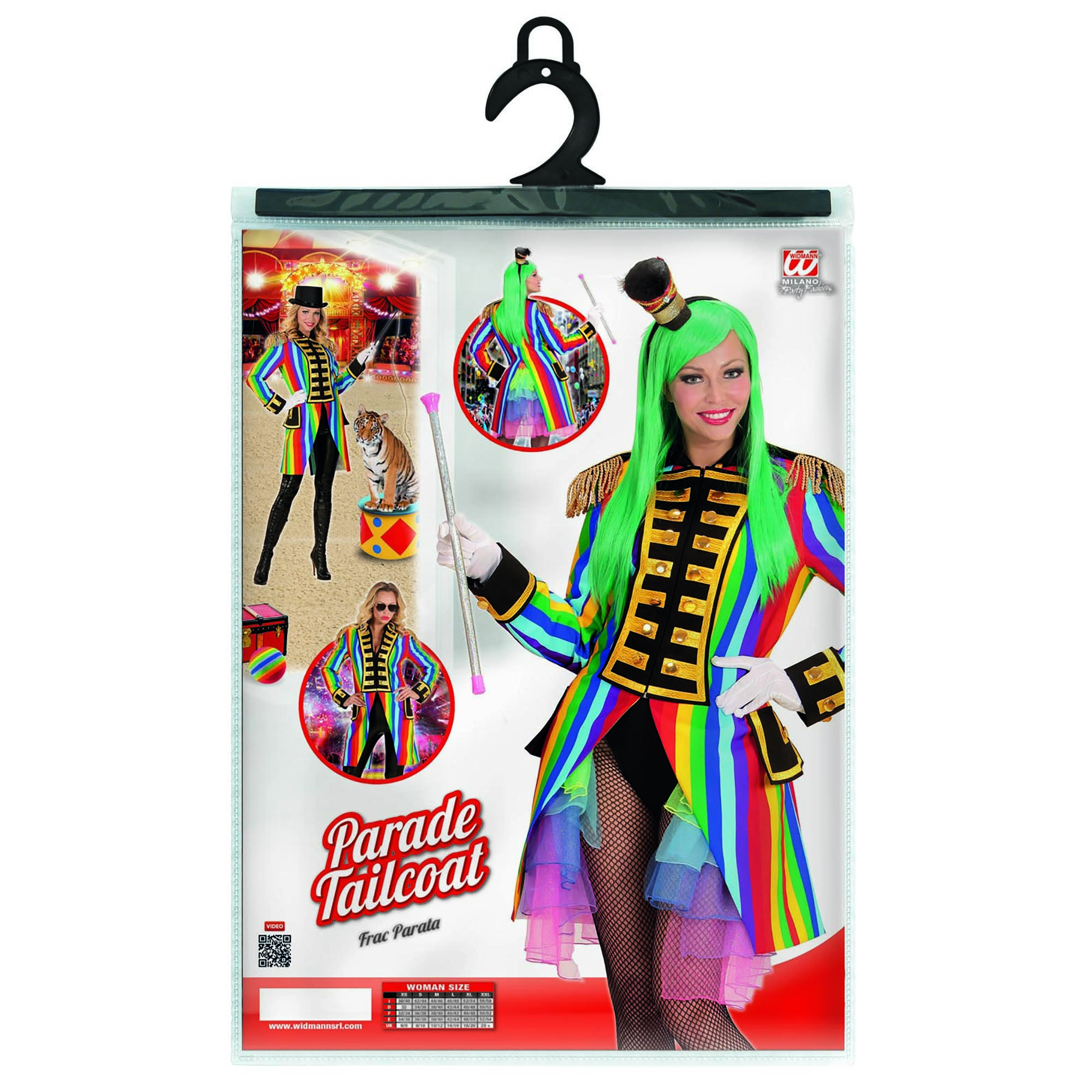 Kleurrijke dames frackjas regenboog kostuum