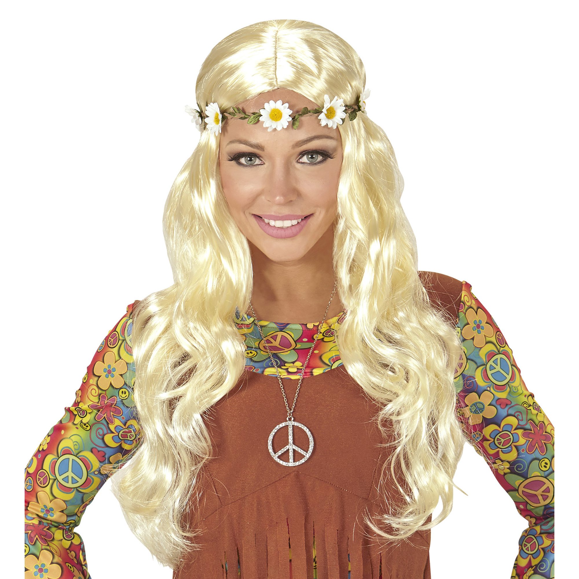 pruik dames hippie middeleeuwen blond 