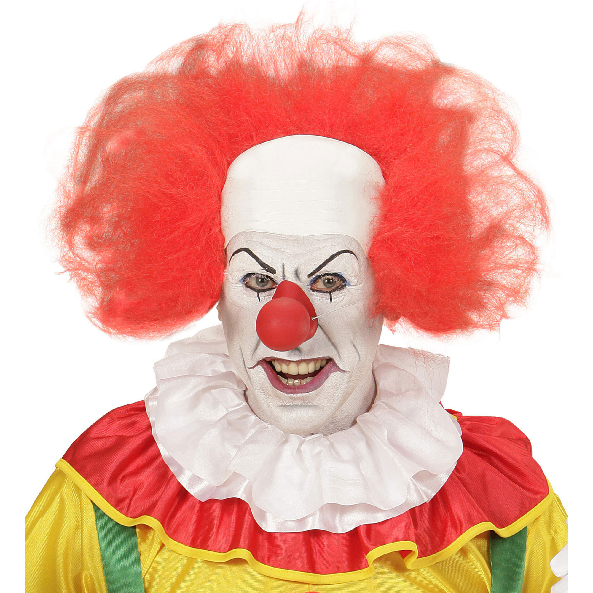Pruik horror clown kale kop met rode haren