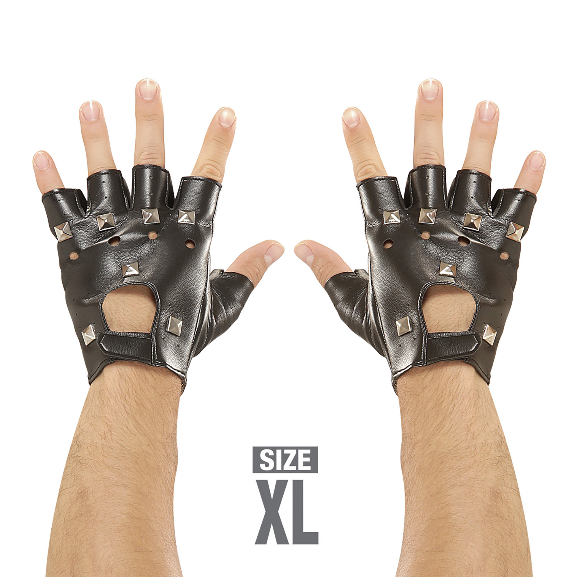 Rocker biker handschoenen met nagels XL