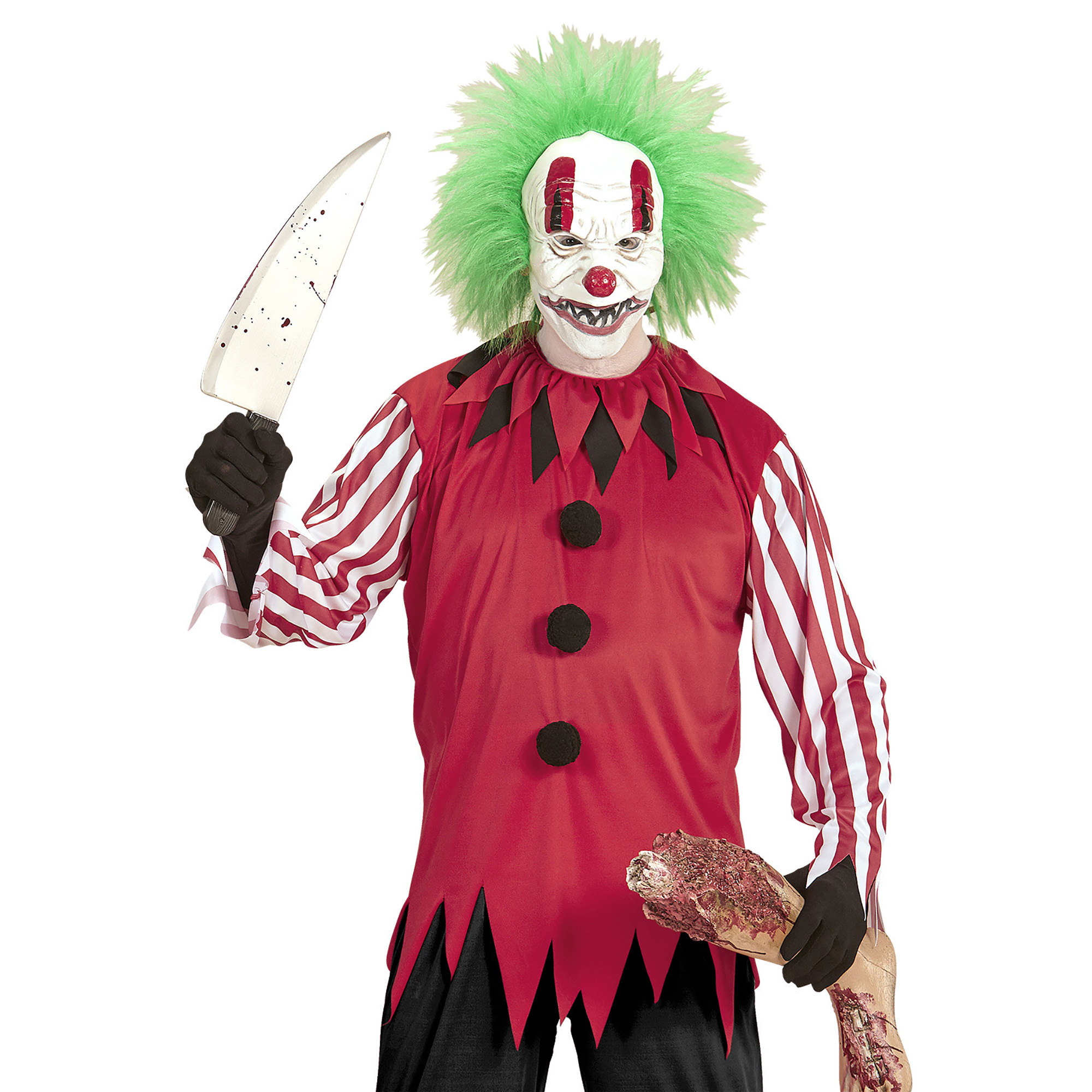 Scary horror clown volwassen kostuum met clowns masker