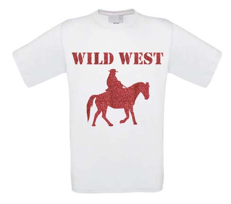 wild west cowboy te paard t-shirt korte mouw