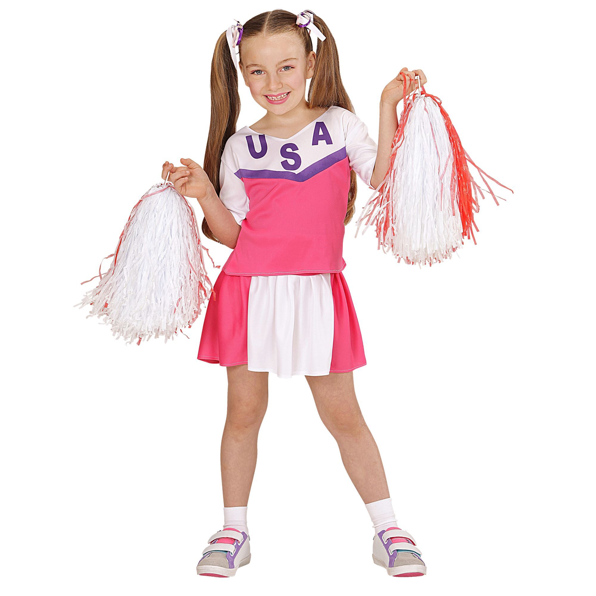 Amerikaanse Cheerleader kind wit roze 