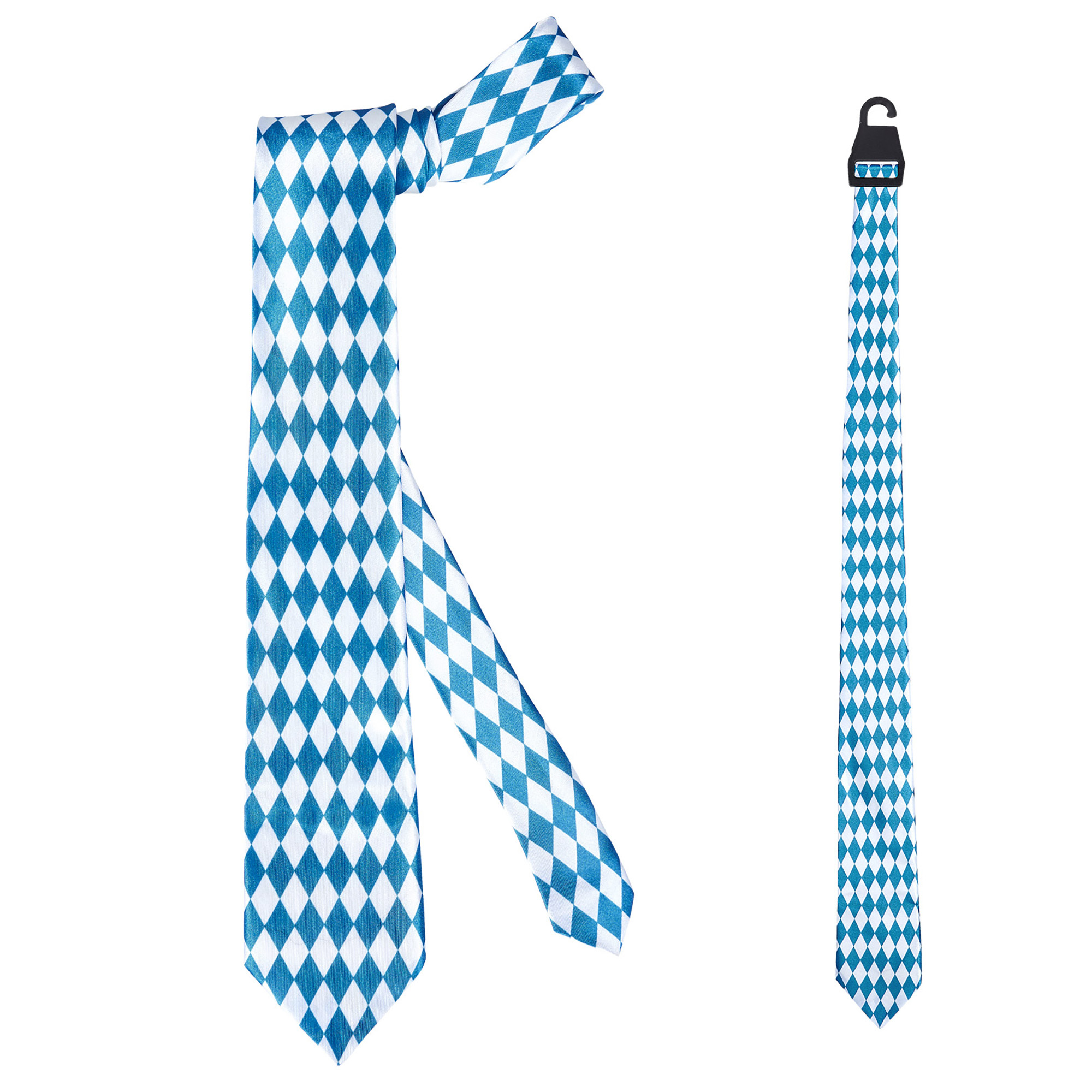 Beierse stropdas blauw wit geblokt 
