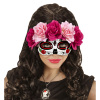 foto 2 Dia de los muertos oogmasker met rode en roze rozen