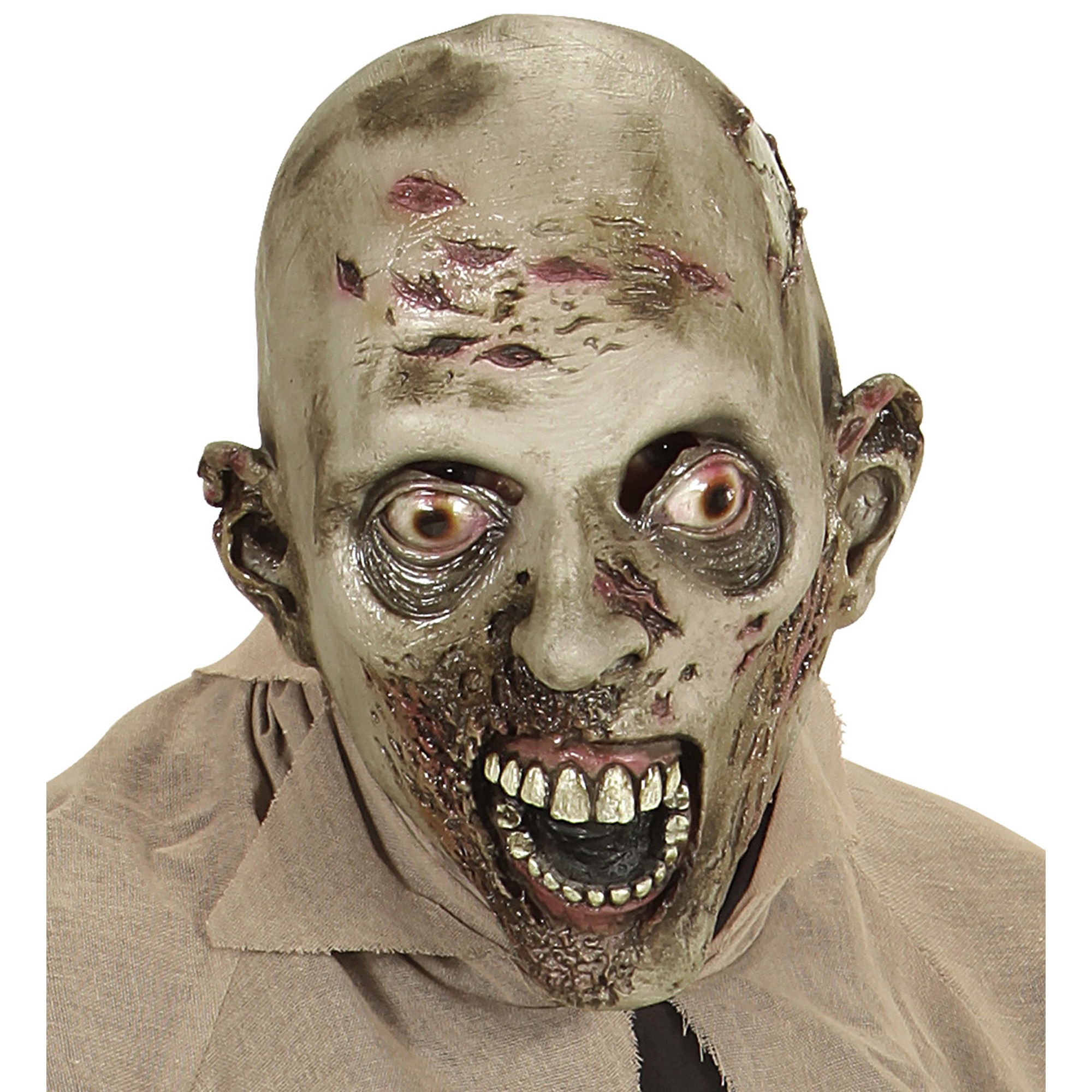 Eng zombie masker melaats getekend in het gezicht