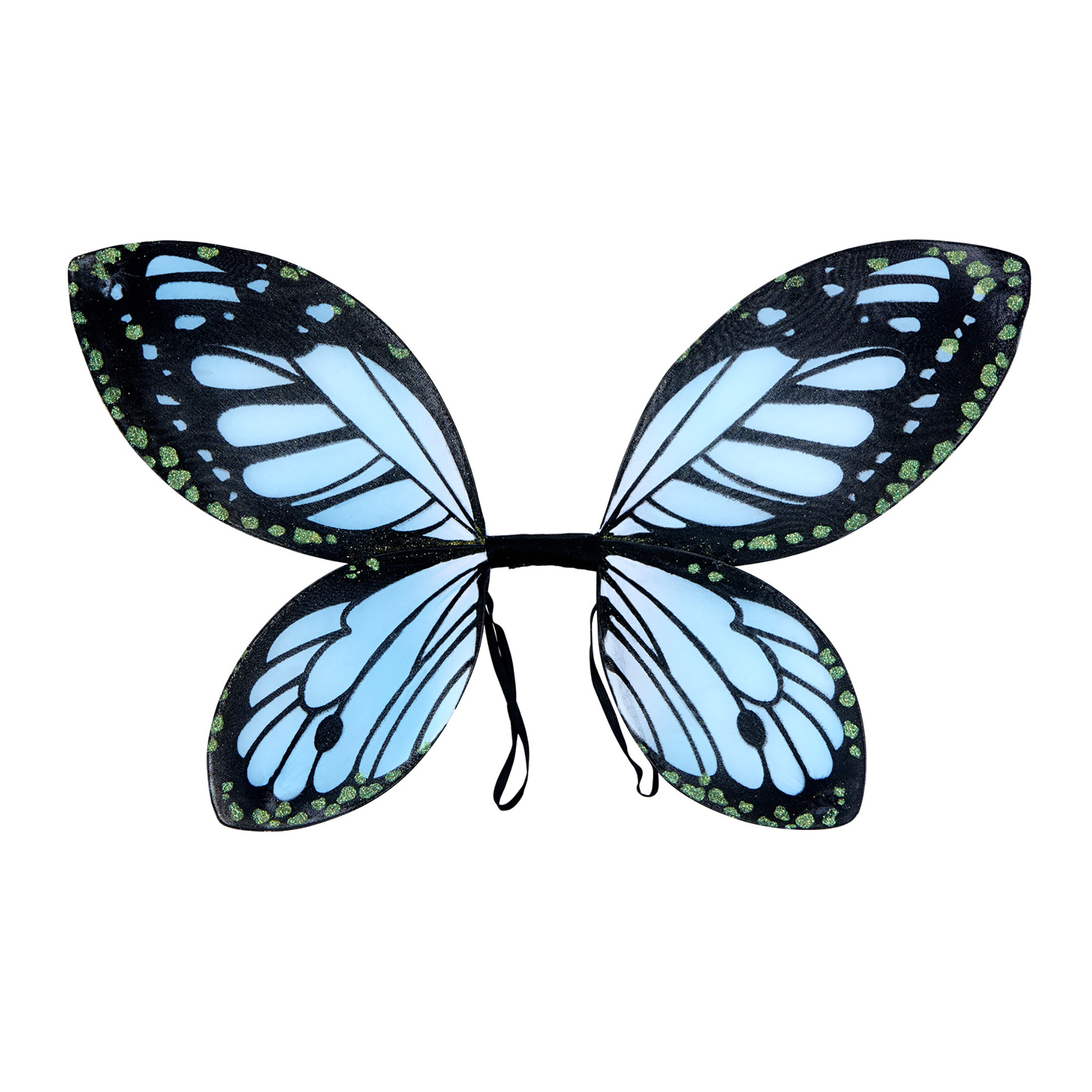 fladderende vlinder vleugels zwart blauw kind.